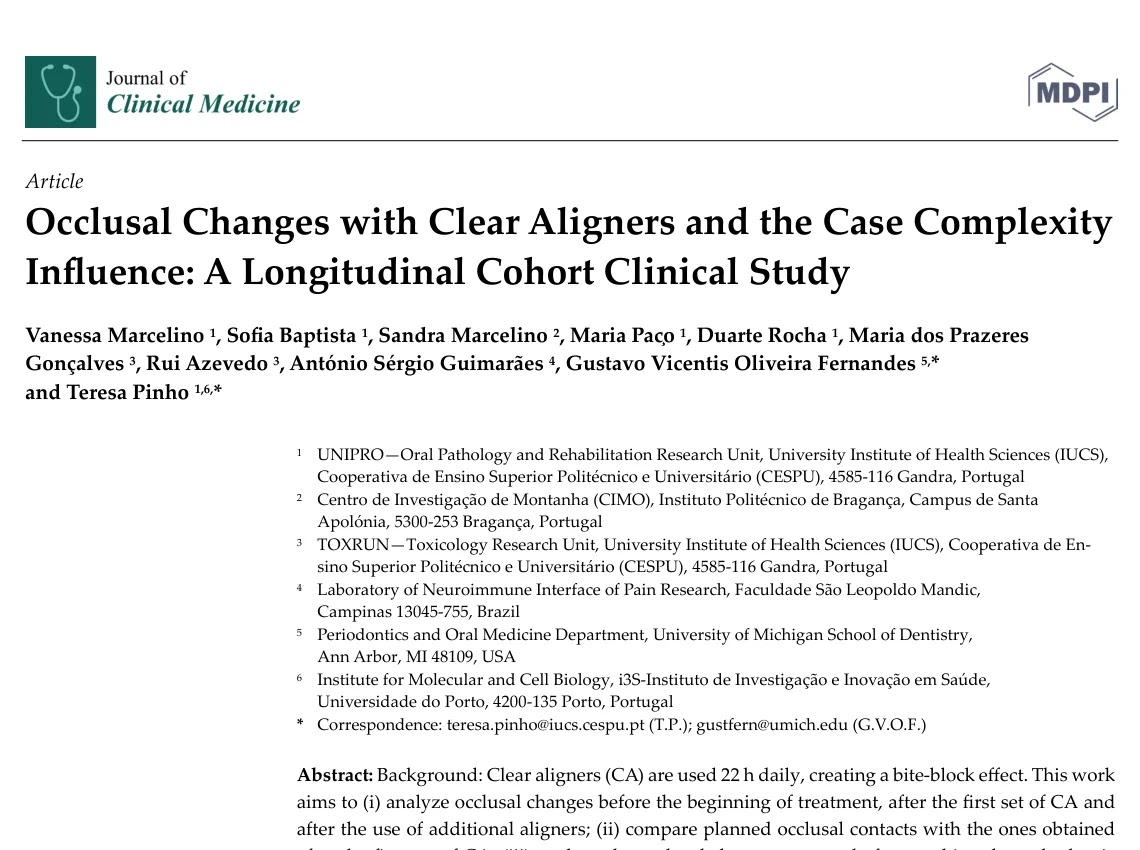 투명교정 치료 시 교합 접촉의 변화: 케이스 복잡도가 미치는 영향