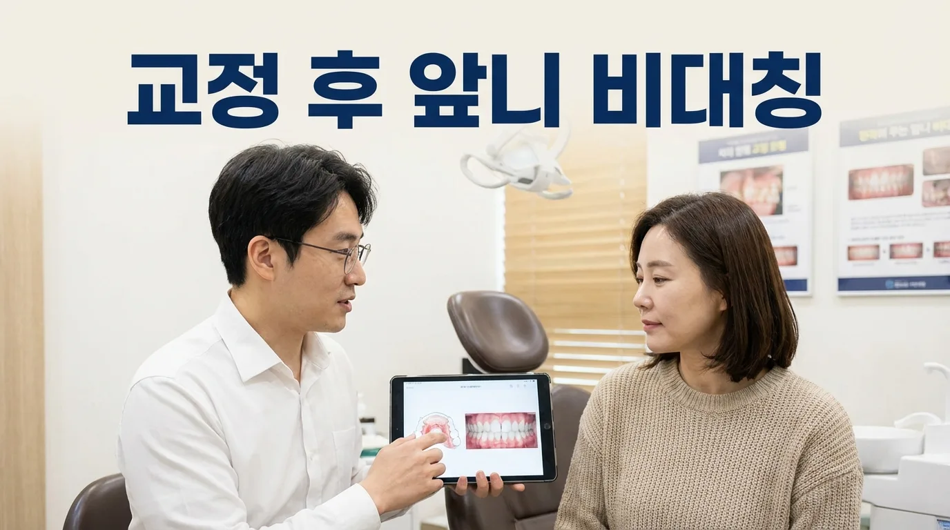 교정 끝났는데 앞니가 틀어지고 비대칭인 것 같아 고민이신가요?