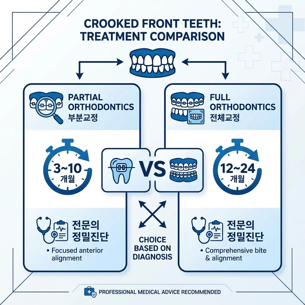 앞니 부분교정 vs 전체교정 비교 인포그래픽