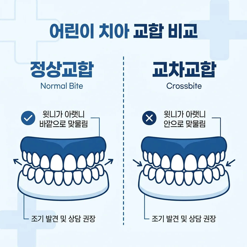 정상교합 vs 교차교합 비교 인포그래픽