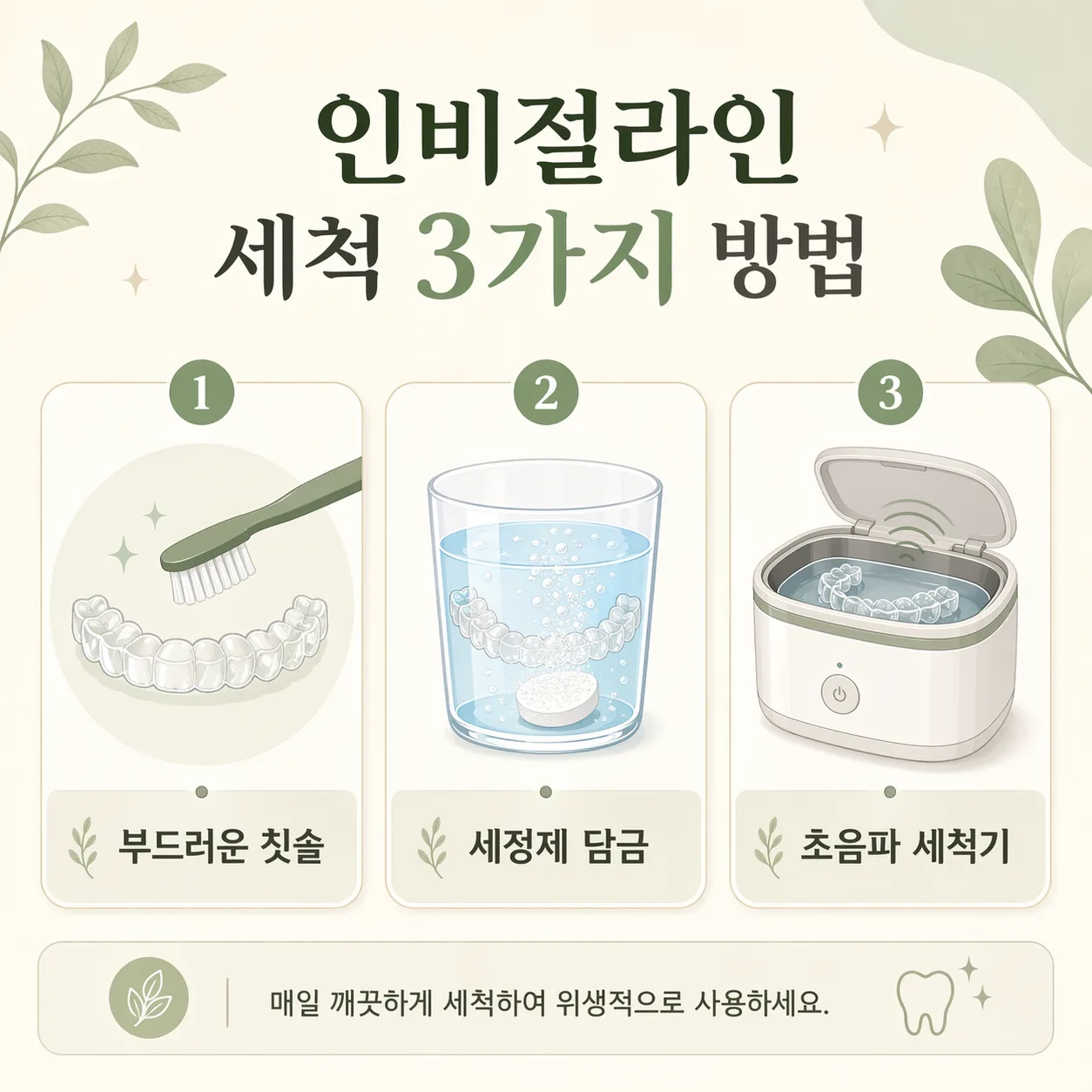 인비절라인 세척 방법 3가지 인포그래픽