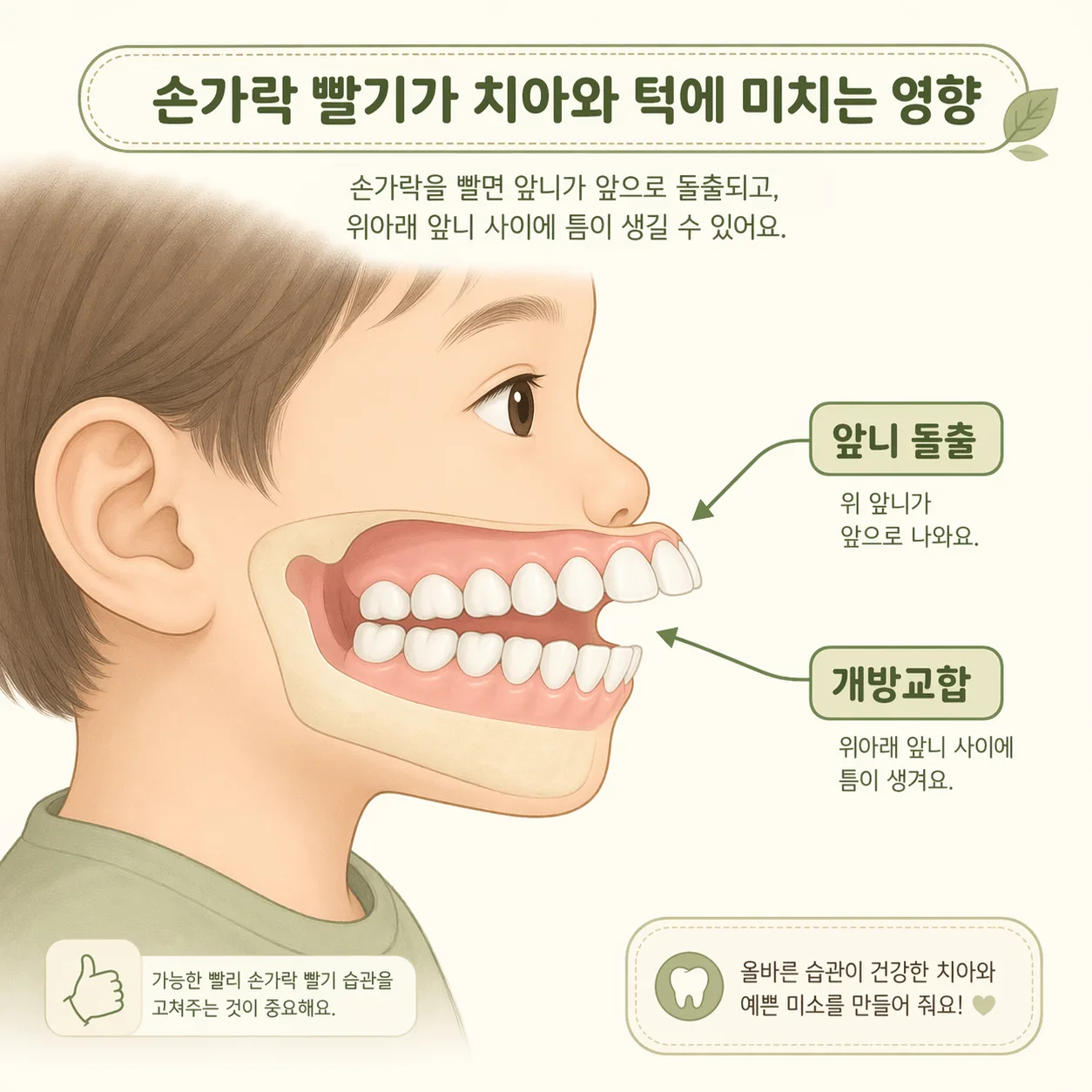 손가락 빨기 영향 일러스트