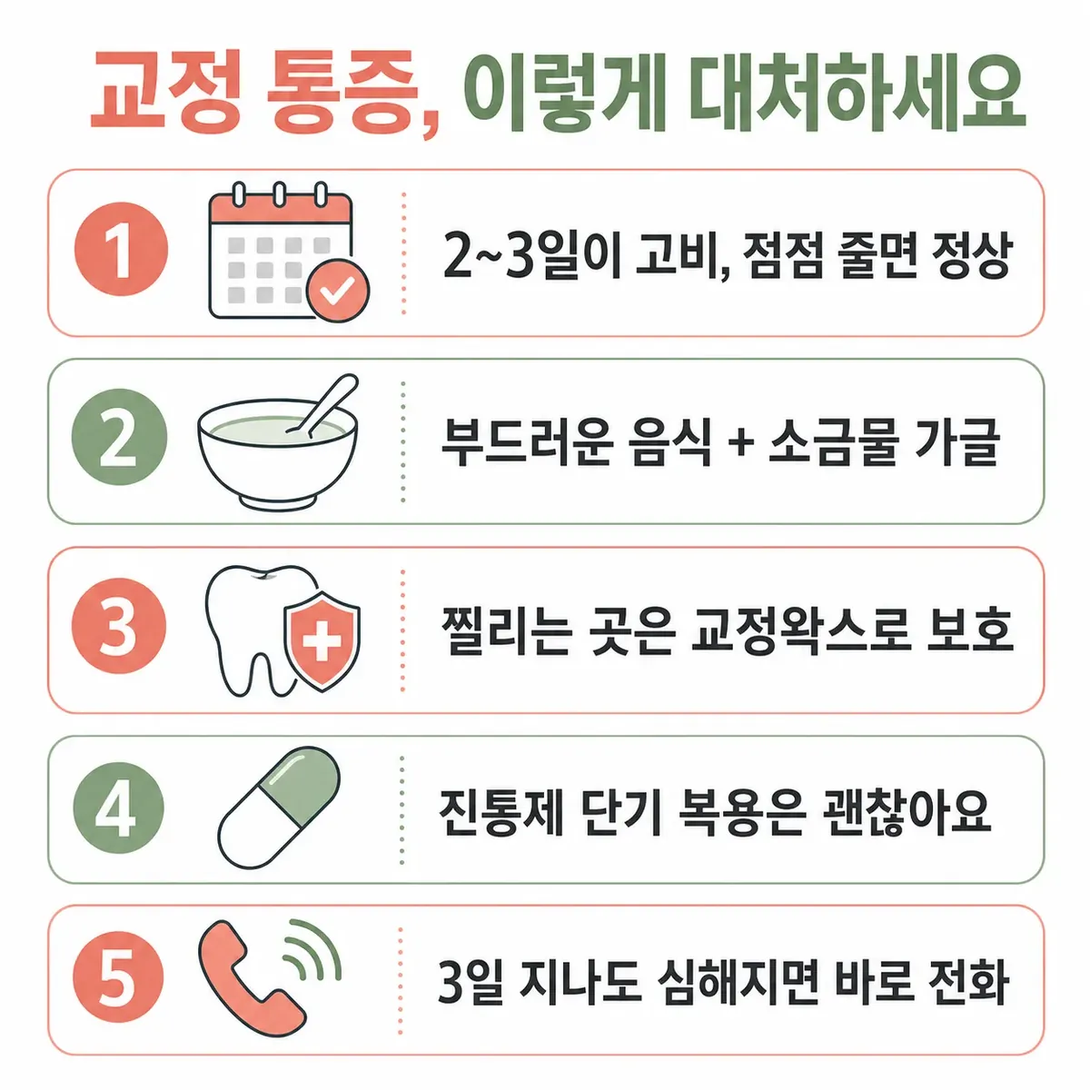 교정 통증 대처